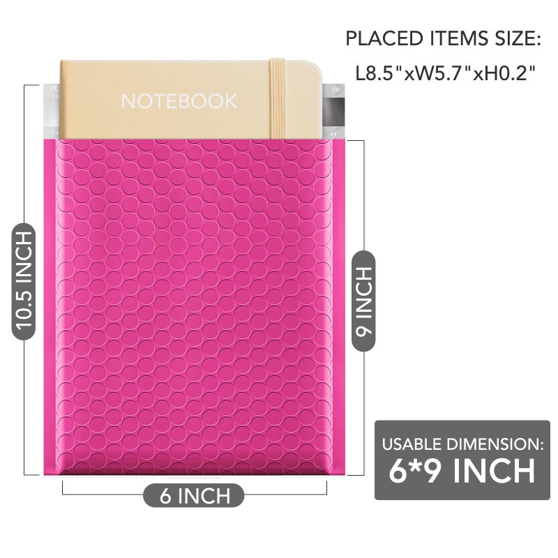 GSSUSA Bubble Mailers 6x10 Inches 25Pack Usable Size 6x9" Small Bubble Mailer Bubble Envelopes Mailing Envelope Bags Shipping Bag Self Seal Package Mail Packing Business Supplies, Pink - Image 3